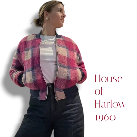 House of Harlow 1960 Jackets & Blazers - House of Harlow 1960 Pink Plaid Wool Stable Jacket